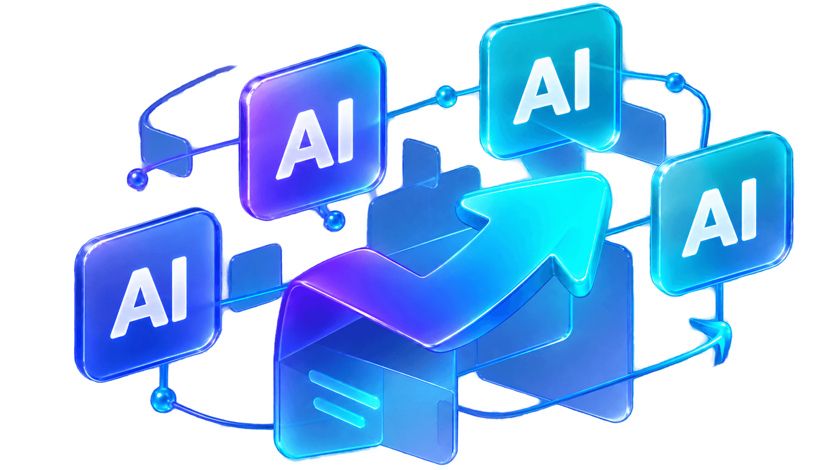 Abstract illustration of connected AI processing nodes